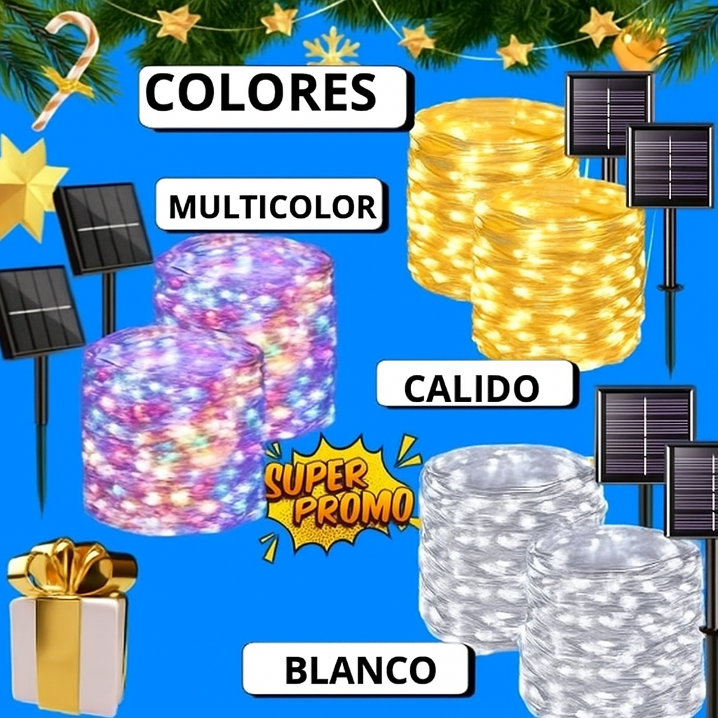 Manguera Solar Luces Navidad 10 Metros