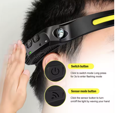 ⚡🔦  Linterna Frontal con Sensor – Potencia Total